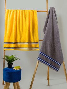 Nautica - Super Soft Zero Twist 100% Cotton Towel -2Pc Bath Towel Sea-Yellow, Grey