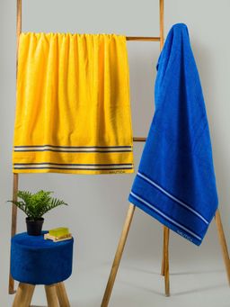 Nautica - Super Soft Zero Twist 100% Cotton Towel -2Pc Bath Towel Sea-Yellow, Royal Blue