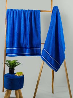 Nautica - Super Soft Zero Twist 100% Cotton Towel -2Pc Bath Towel Text-Royal Blue