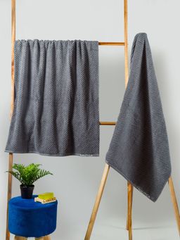 Nautica - Fluffy Zero Twist 100% Cotton Towel -2Pc Bath Towel Stick-Steel Grey