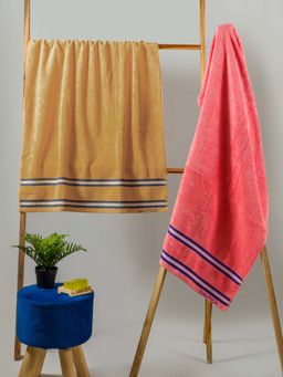 Nautica - Super Soft Zero Twist 100% Cotton Towel -2Pc Bath Towel Solid-Beige, Coral