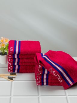 Nautica - Super Soft Zero Twist 100% Cotton Towel -12Pc Face Towel Ornament-Burgundy