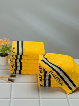 Nautica - Super Soft Zero Twist 100% Cotton Towel -12Pc Face Towel Decal Style-Yellow