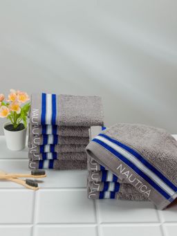 Nautica - Super Soft Zero Twist 100% Cotton Towel -12Pc Face Towel Deny-Grey