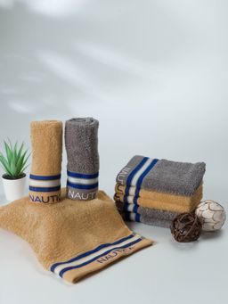 Nautica - Super Soft Zero Twist 100% Cotton Towel -8Pc Face Towel Solid-Beige, Grey