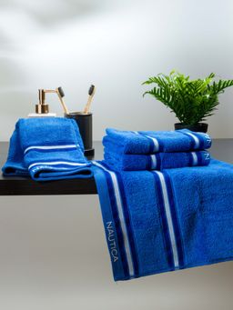 Nautica - Super Soft Zero Twist 100% Cotton Towel -4Pc Hand Towel Roses-Royal Blue