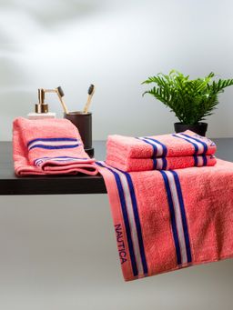 Nautica - Super Soft Zero Twist 100% Cotton Towel -4Pc Hand Towel Abstract-Coral