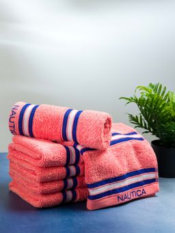 Nautica - Super Soft Zero Twist 100% Cotton Towel -6Pc Hand Towel Abstract-Coral