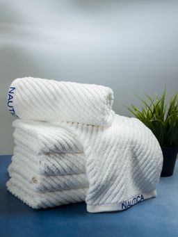Nautica - Fluffy Zero Twist 100% Cotton Towel -6Pc Hand Towel Solid-White