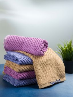 Nautica - Twist 100% Cotton Towel -6Pc Hand Towel Solid-Wheat, Lilac, Grapemist