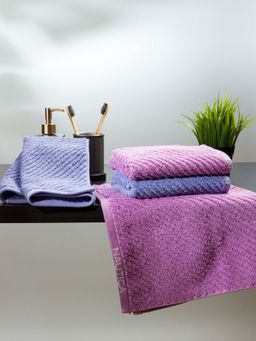 Nautica - Fluffy Zero Twist 100% Cotton Towel -4Pc Hand Towel Solid-Lilac, Grapemist