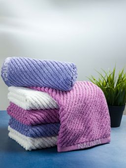 Nautica - Twist 100% Cotton Towel -6Pc Hand Towel Solid-Lilac, Grapemist, White