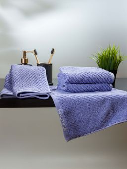 Nautica - Fluffy Zero Twist 100% Cotton Towel -4Pc Hand Towel Solid-Grapemist