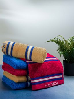 Nautica - Zero Twist 100% Cotton Towel -6Pc Hand Towel Solid-Burgundy, Beige, Royal Blue