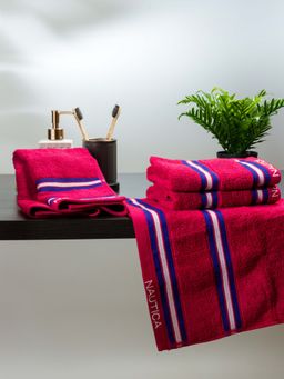 Nautica - Super Soft Zero Twist 100% Cotton Towel -4Pc Hand Towel Flange-Burgundy