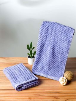 Nautica - Fluffy Zero Twist 100% Cotton Towel -2Pc Hand Towel Solid-Grapemist