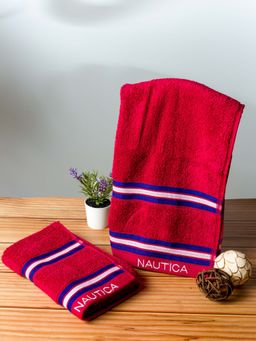 Nautica - Super Soft Zero Twist 100% Cotton Towel -2Pc Hand Towel Solid-Burgundy