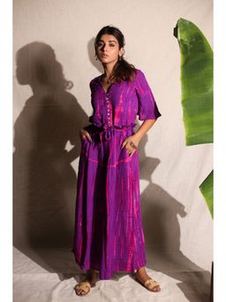 Keva Clothing - Pink Tie And Dye Top And Plazzo Wth Belt