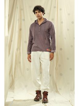 Thread Game - Urban Looms Purple Solid Hooded Kurta