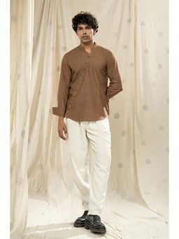 Thread Game - Handwoven Heritage Brown Solid Mandarin Neck Kurta