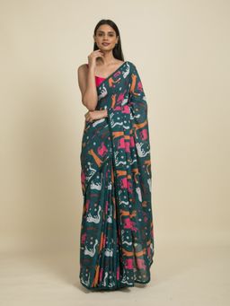 Suta - Green Digital Print Cotton Saree