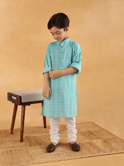 Fabindia - Blue Cotton Hand Block Printed Long Kurta