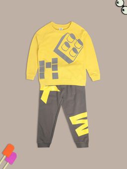 MINI KLUB - Boys Yellow Charcoal Top and Joggers (Set of 2)
