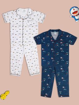 MINI KLUB - Boys Blue White Shirt and Pants (Set of 4)
