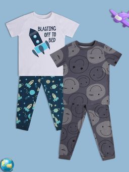 MINI KLUB - Boys Navy Blue Green Top and Pants (Set of 4)