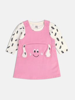MINI KLUB - Girls Printed & Pink Pinny with Top (Set of 2)
