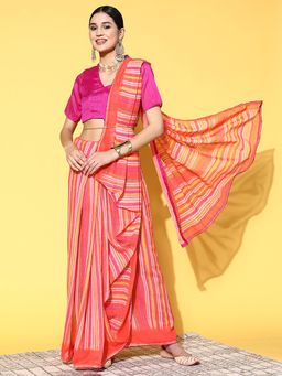 Sareemall - Womens Georgette Pink Embellished Designer Saree with Unstitched Blouse