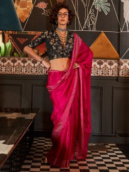 Sareemall - Womens Viscose Silk Pink Woven Designer Saree with Unstitched Blouse