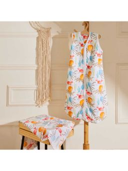 Softsens Baby - Under the Sea Super Soft Muslin White, Red & Sky Blue 4-Layer Sleep Bag