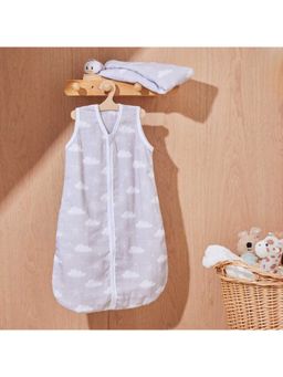 Softsens Baby - Cozy Clouds Super Soft Muslin Grey & White 4-Layer Sleep Bag