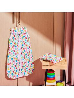 Softsens Baby - A to Z Fun Super Soft Muslin White, Red & Blue 4-Layer Sleep Bag