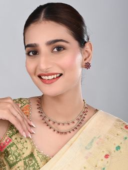 Anvik - Gold Plated Delicate Double Layered Necklace and Earrings