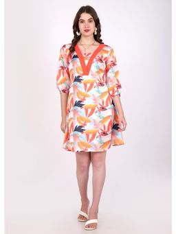 Seona Couture - Sunset Breeze V-Neck Dress - Multi-Color