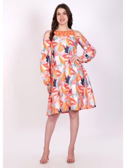 Seona Couture - Tropical Breeze Cold-Shoulder Dress - Multi-Color