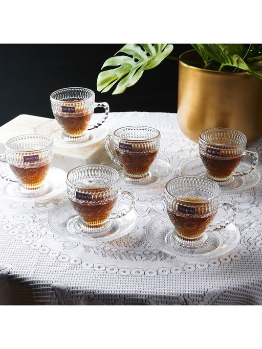 The Artment Mandala Dreams Glass Cup and Saucer (Set of 6)