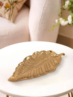 Metalsmith - Gold Leaf Decorative Serving Tray Platter For Center Gold