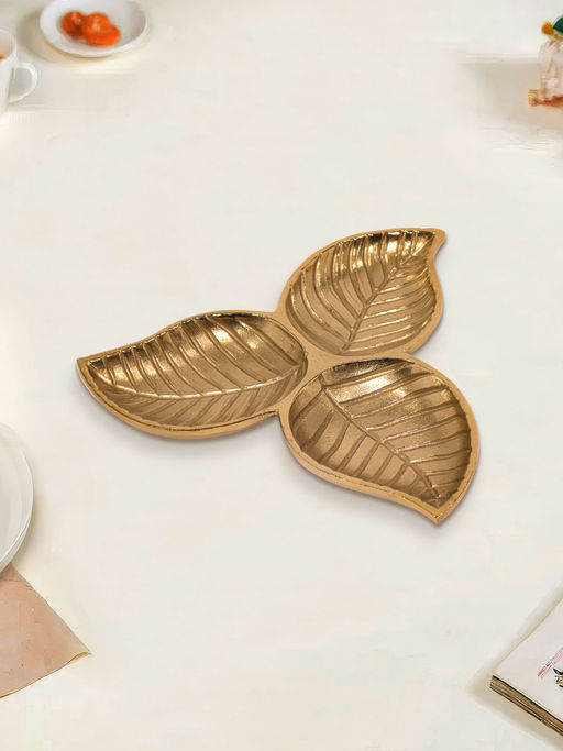 Metalsmith Gold Leaf Decorative Serving Tray Platter - Gold