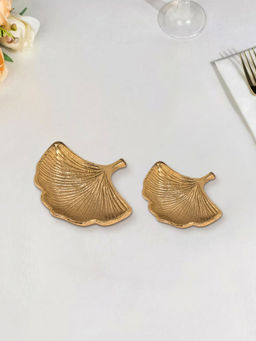 Metalsmith - Gold Leaf Decorative Tray Platter For Center Table Centerpiece - Gold