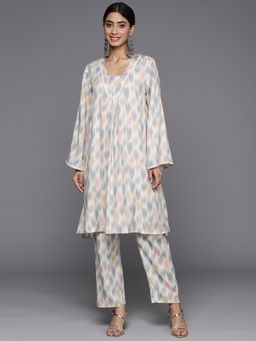 Varanga - Women Pakistani White Printed Kurta With Pant (Set Of 2)
