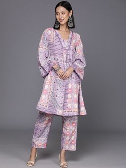 Varanga - Women Pakistani Lavender Printed Kurta With Pant (Set Of 2)