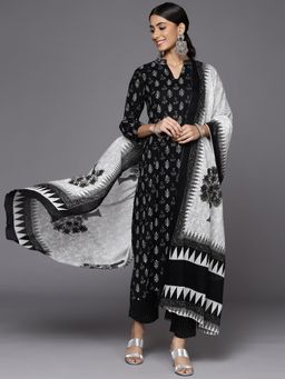 Varanga - Women Black Printed Kurta with Pant and Dupatta (Set of 3)