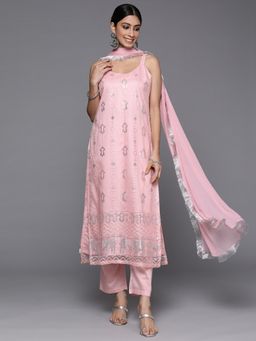 Varanga - Women Pink Embroidered Kurta with Pant and Dupatta (Set of 3)
