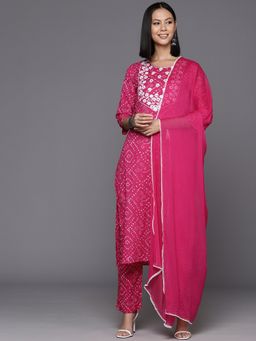 Varanga - Women Pink Printed Kurta with Pant and Dupatta (Set of 3)