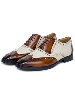 Mille Dollari - Men Brown and White Mirror Glossed Spectator Wingtip Brogues - Brown
