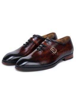 Mille Dollari - Men Thin-Strap Dark Oak Wooden Monk Straps - Brown