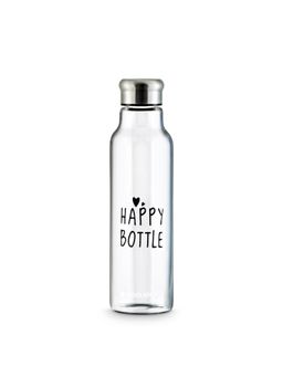 Freelance - Borosilicate Happy Glass Bottle, Water Beverage Juice Milk Fridge Bottle, 900 ml, Black